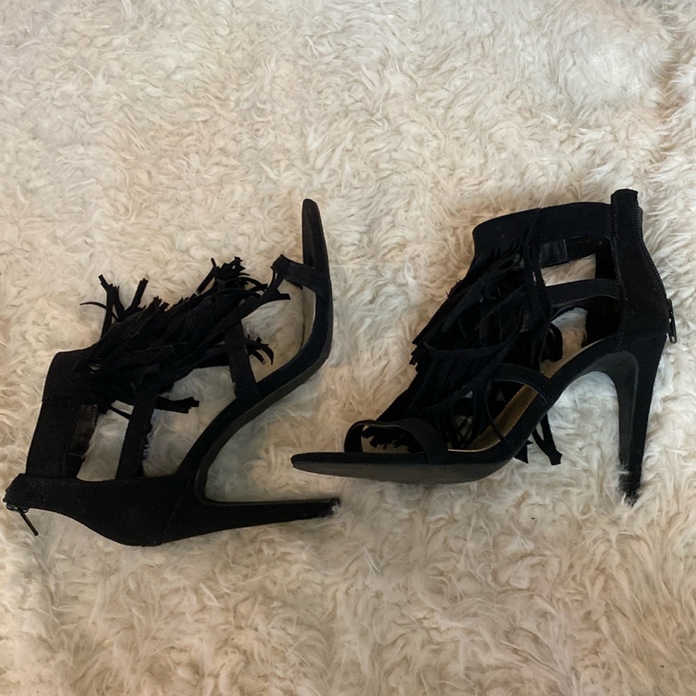 a.n.a black fringed heels